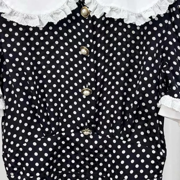 Authentic Miu Miu Black and White Polka Dot Mini Dress - Picture 3 of 6